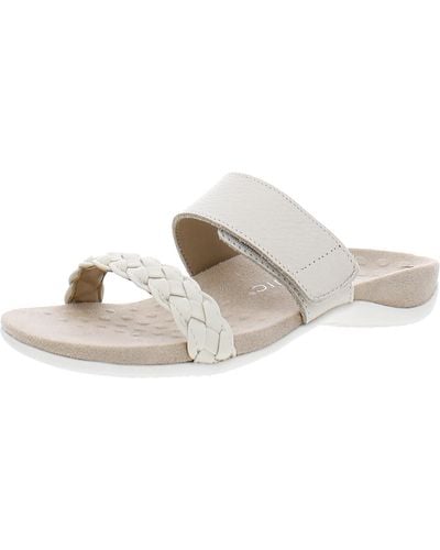 Vionic Jeanne Leather Braided Slide Sandals - White
