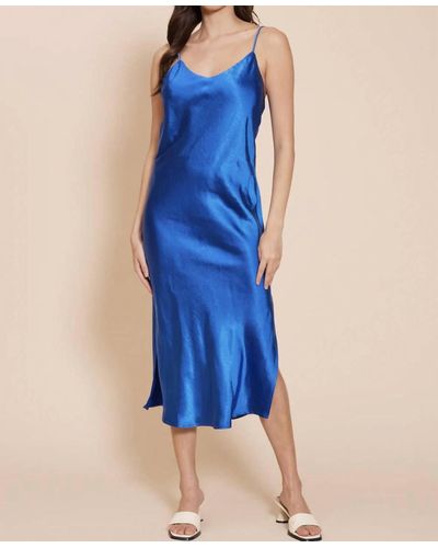 Lucy Paris Colette Satin Slip Dress - Blue