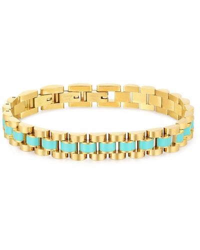 Luv Aj Timepiece Bracelet- Turquoise Blue- Gold - Metallic