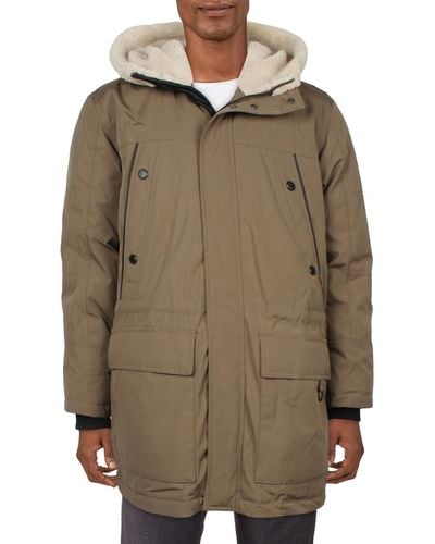 Sean John Faux Fur Lined Cold Weather Parka Coat - Green