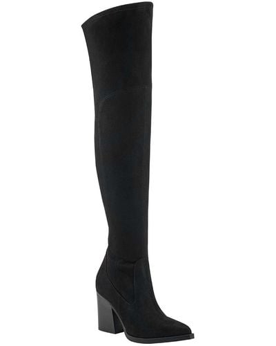 Marc Fisher Meyana Faux Suede Pointed Toe Over-the-knee Boots - Black