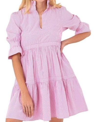 Gretchen Scott Teardrop Dress - Stripe Wash & Wear - Purple