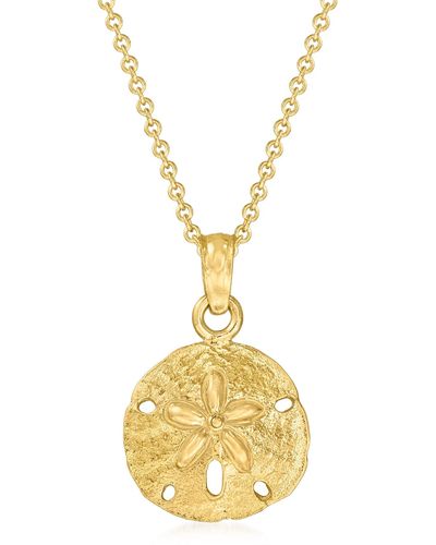 Ross-Simons 14kt Yellow Gold Sand Dollar Pendant Necklace - Metallic