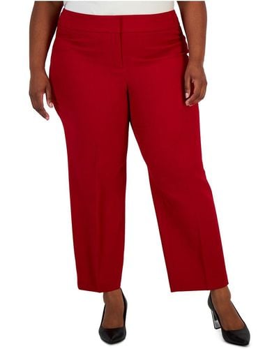 Kasper Plus Slim Ankle Dress Pants - Red