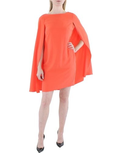 Lauren by Ralph Lauren Hyannis Chiffon Cape Sleeve Cocktail And Party Dress - Red