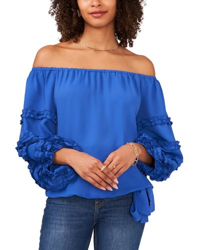 Vince Camuto Ruffled Off The Shoulder Blouse - Blue