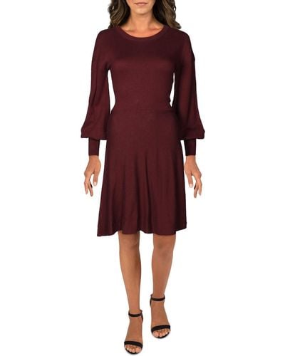 French Connection Long Sleeve Sweater Fit & Flare Dress - Red