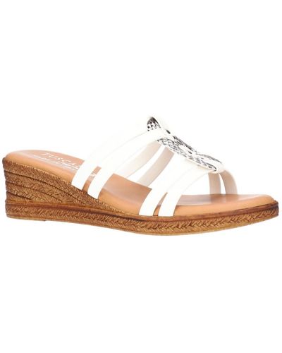 TUSCANY by Easy StreetR Micola Open Toe Faux Leather Wedge Sandals - White
