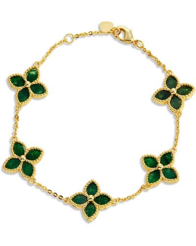 Savvy Cie Jewels 18k Gold Vermeil Flower Bracelet - Green