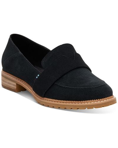 TOMS Mallory Faux Suede Slip On Loafers - Black