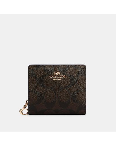 COACH Eliza Small Wallet In Signature Canvas in Black | Lyst