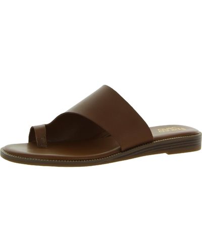 Franco Sarto Gem Leather Slip On Flat Sandals - Brown