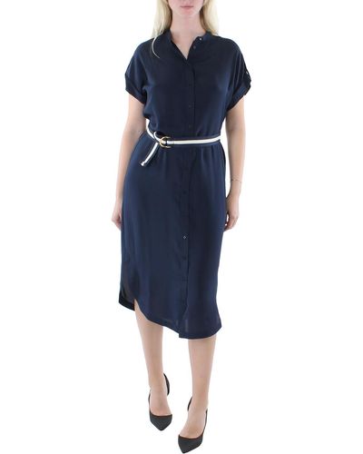 Lauren by Ralph Lauren Belted Tea Shirtdress - Blue