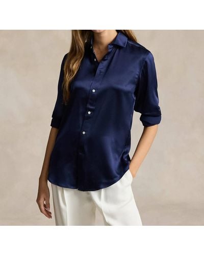 Ralph Lauren Polo Classic Fit Silk Shirt - Blue