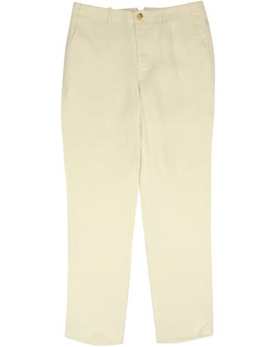 Freemans Sporting Club Plaid Tailored Linen Pants - Natural