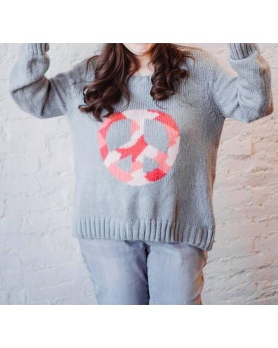Wooden Ships Camo Peace Sign Sweater - Gray