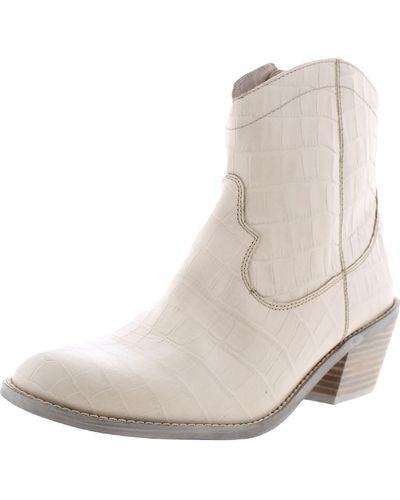 Seychelles Under The Stars Croco Leather Western Ankle Boots - Natural
