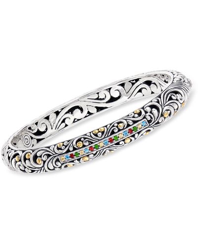 Ross-Simons Multi-gemstone Bali-style Bangle Bracelet - White