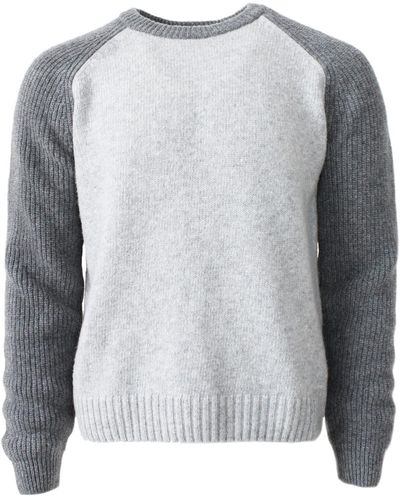 Benson Wool Baseball Crewneck Sweater - Gray