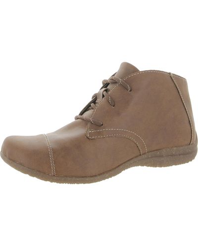 b.ø.c. Flat Round Toe Ankle Boots - Brown