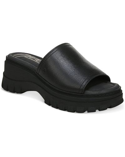 Zodiac Halle Leather Slip On Platform Sandals - Black