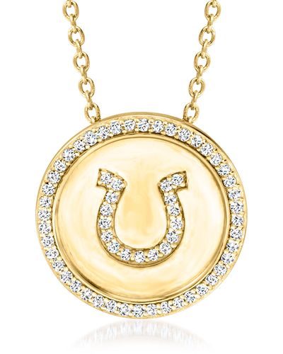 Ross-Simons Diamond Horseshoe Pendant Necklace - Metallic