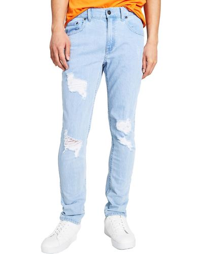 INC Distressed Stretch Skinny Jeans - Blue