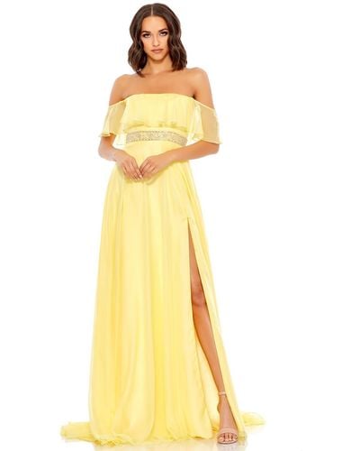 Mac Duggal Flowy Off-the-shoulder Gown - Yellow