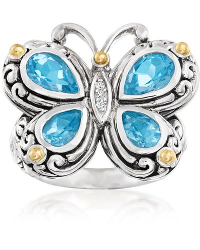 Ross-Simons Topaz Bali-style Butterfly Ring - Blue