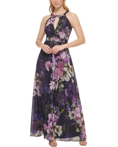 Jessica Howard Hiff Chiffon Evening Dress - Purple