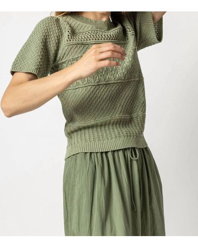 Lilla P Puff Sleeve Pullover Sweater - Green