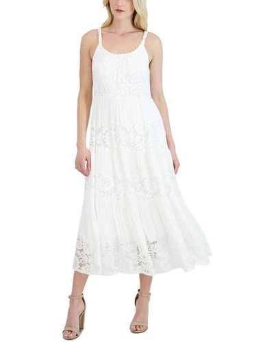 Signature By Robbie Bee Floral Lace Midi Dress - White