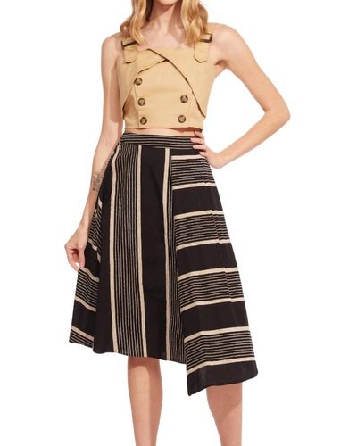 Eva Franco Stripe Midi Skirt - Black