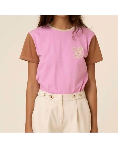 FRNCH Sona Embroidered Tee - Pink