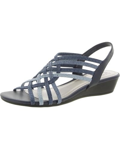 Naturalizer Remix Stretch Faux Leather Wedge Sandals - Blue