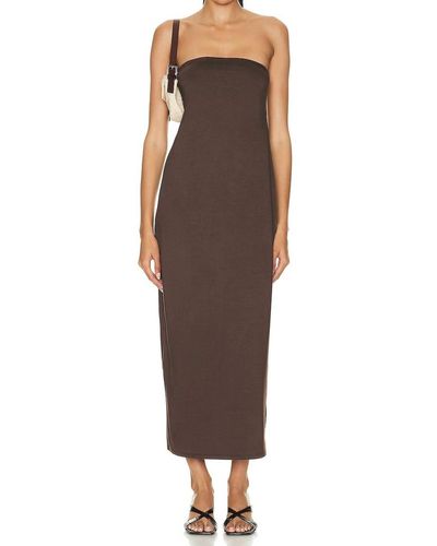 Enza Costa Luxe Knit Strapless Maxi - Brown