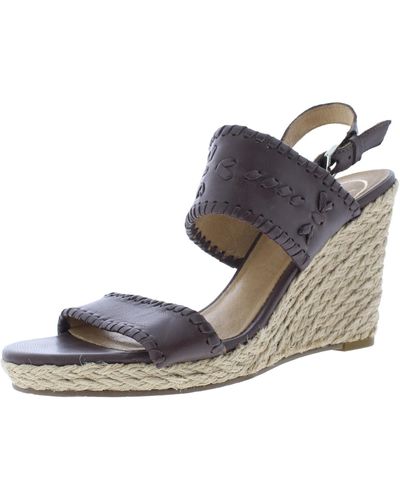 Jack Rogers Leather Ankle Strap Heels - Gray