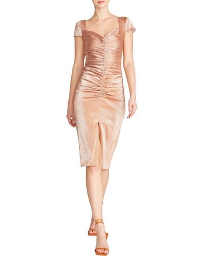THEIA Metallic Knee-length Cocktail And Party Dress - Multicolor