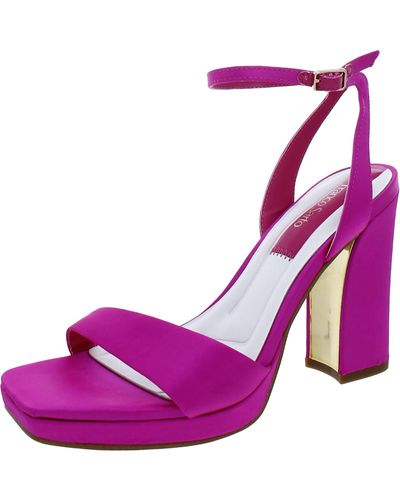 Franco Sarto Daffy Leather Ankle Strap Heels - Pink