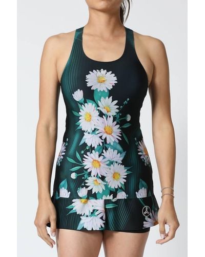 Ultracor Get It Fast Game Daisy Bloom Bonded Tennis Tank Top - Green