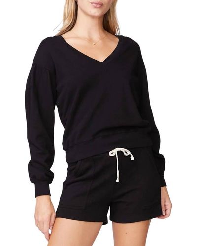 Monrow Shirred Sweatshirt - Black