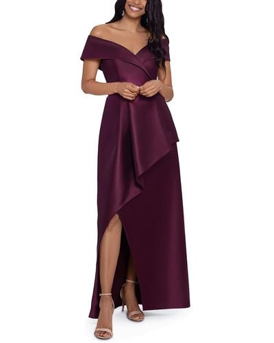 Xscape Asymmetric Off The Shoulder Evening Dress - Purple