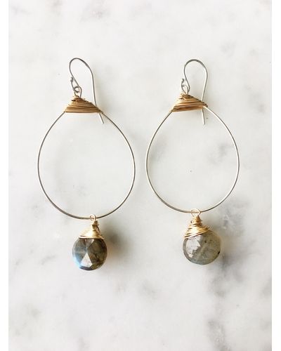 A Blonde and Her Bag Small Featherweight Hoop Demi Fine Earring With Labradorite Drop - Natural
