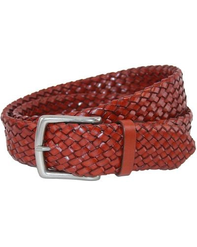 CrookhornDavis Toscana Leather Tubular Braided Belt - Red