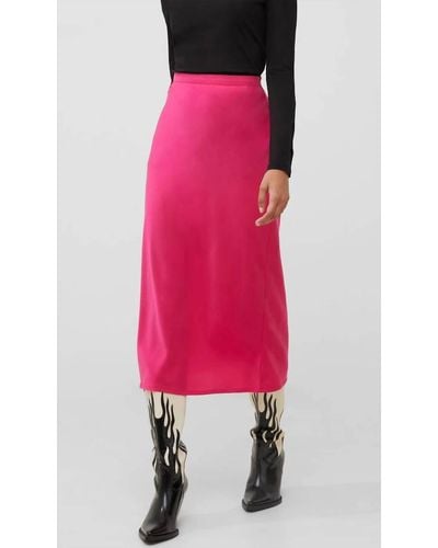 French Connection Satin Slip Skirt - Pink