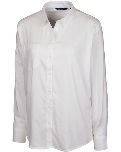 Cutter & Buck Ladies' Windward Twill Long Sleeve Shirt - White