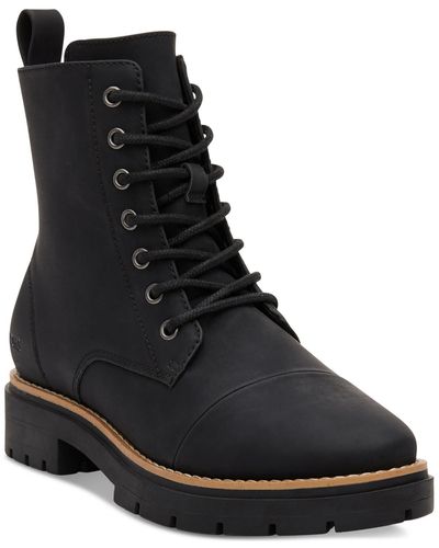 TOMS Alaya Faux Nubuck lugged Sole Combat & Lace-up Boots - Black