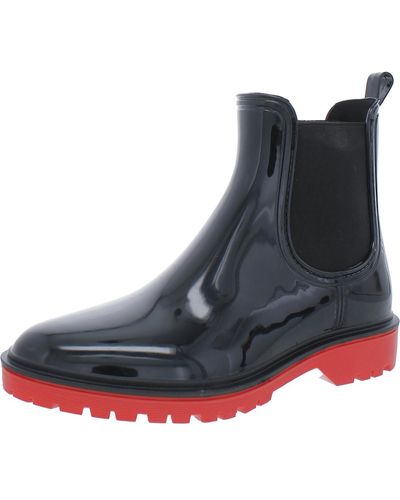 INC Rylien Patent Pull On Rain Boots - Black