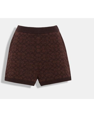 COACH Signature Knit Set Shorts - Brown