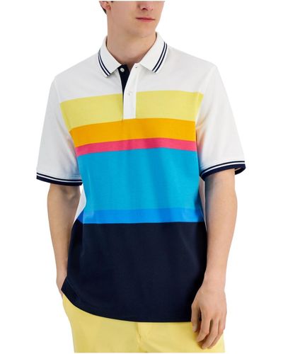 Club Room Printed Collared Polo - Blue